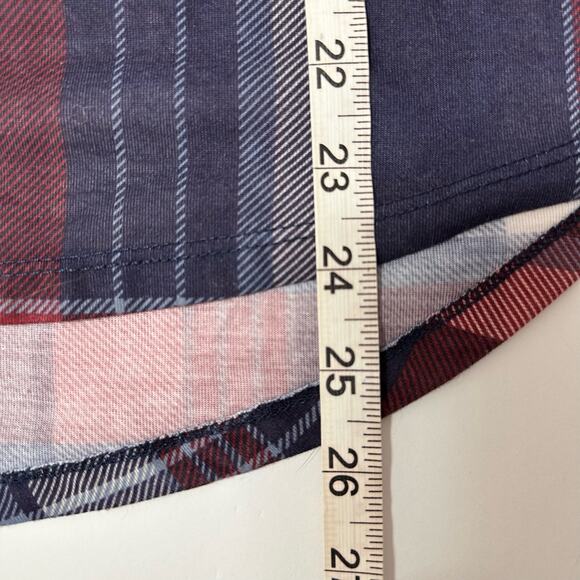 POLLY & ESTHER Blue Red Plaid Long Sleeve Button Down Shirt Medium - Picture 8 of 8